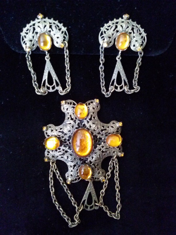 art nouveau art deco topaz costume jewelry