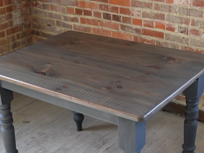 Gray Wash Pine Wood Dining Table Grey Farm Etsy