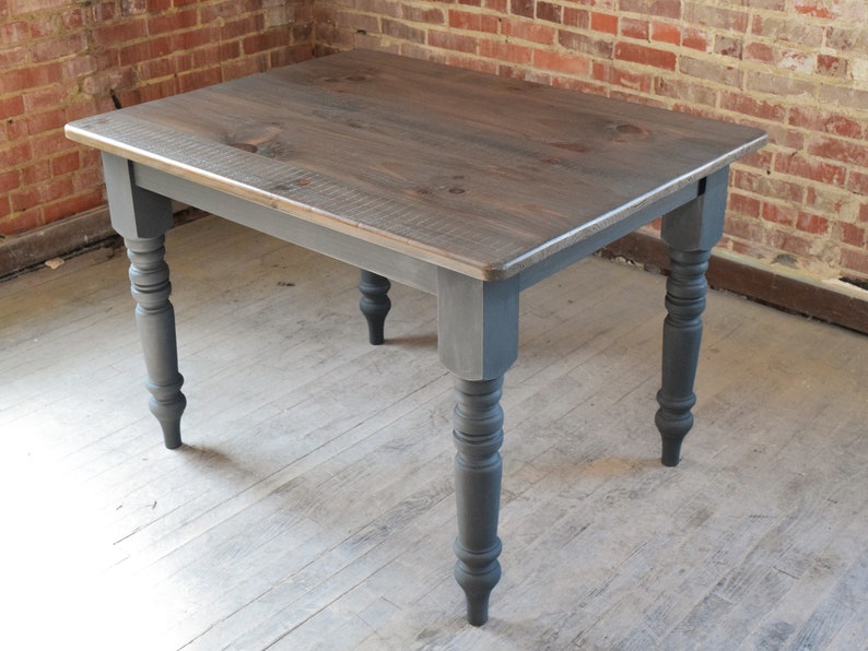 Gray Wash Pine Wood Dining Table Grey Farm Etsy