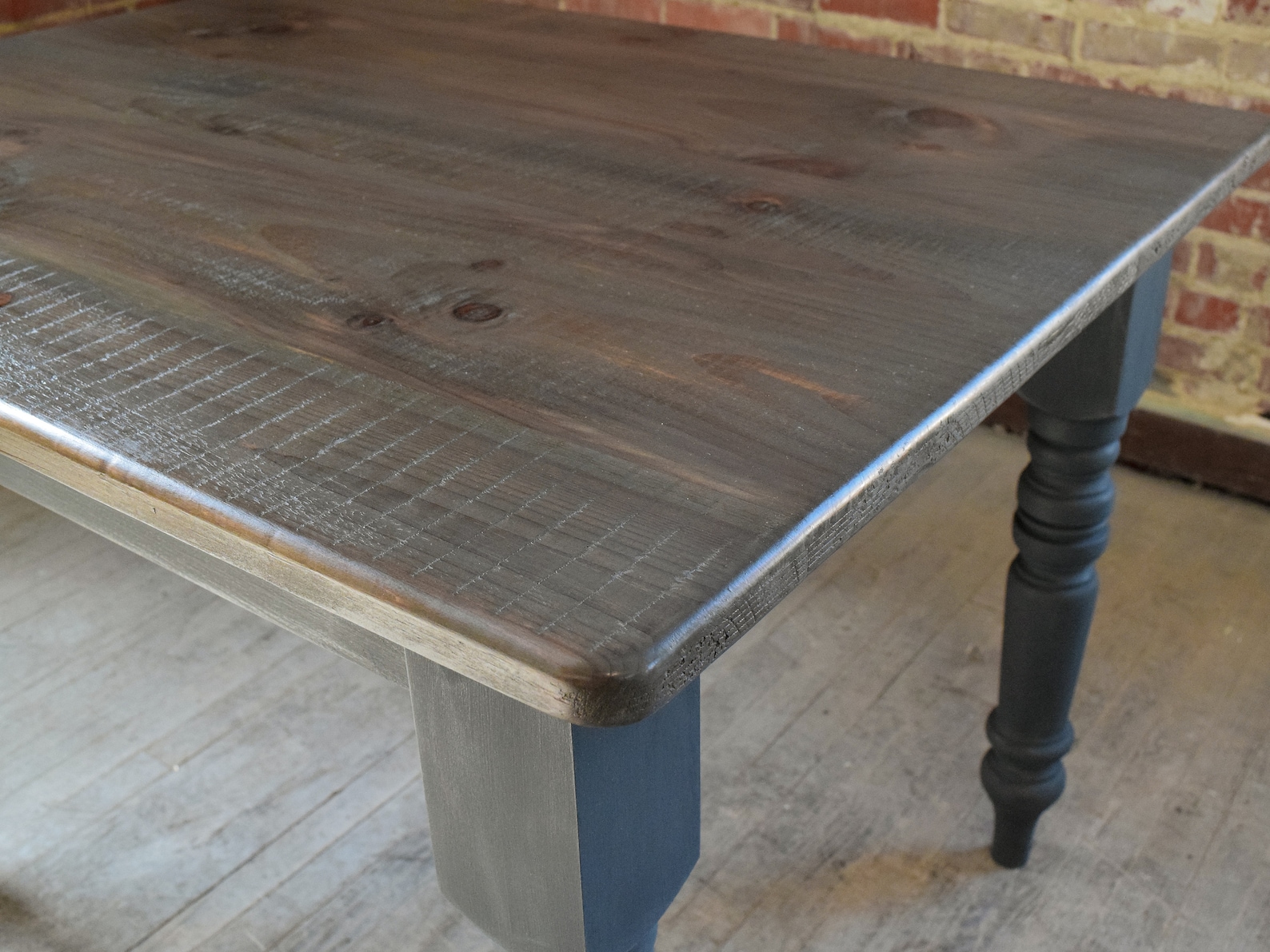 Gray Wash Pine Wood Dining Table Grey Farm Etsy