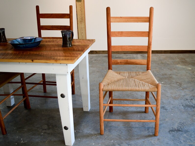 SHAKER Ladder Back Chair Rushed Dining Seating Rustic Cherry Etsy