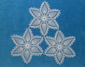 Handmade Crochet Cotton Snowflake Doily 23'' (Dancing snowflakes)
