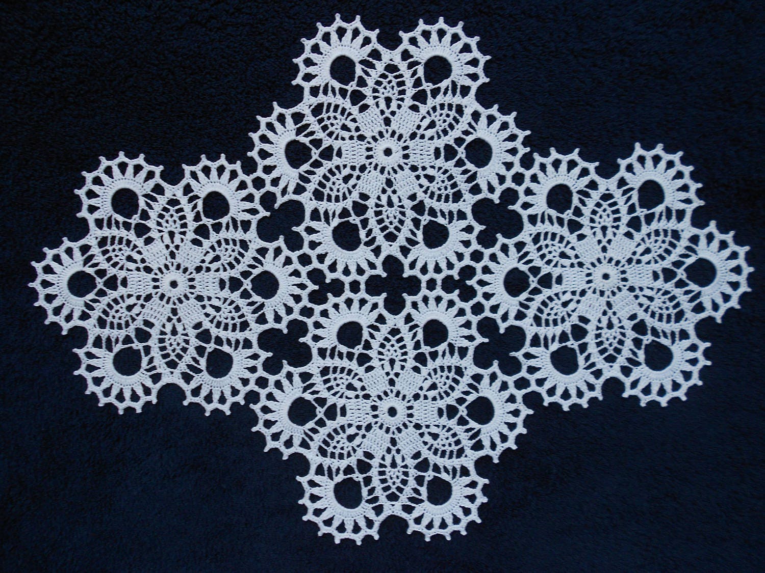 Handmade Crochet Cotton Doily: White Rectangular Table Decoration (21.5 ...
