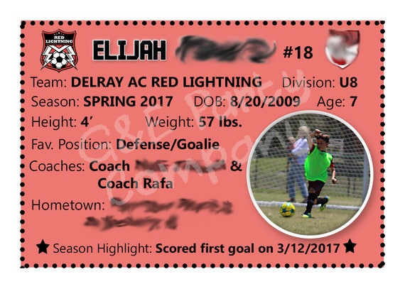 printable digital version Personalized Custom Sports Trading Cards