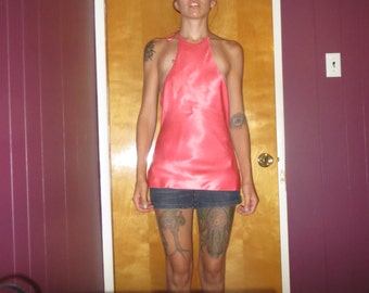 Vintage parafernalia door Betsey Johnson tuniek halster-helder en glanzend Bublegum roze