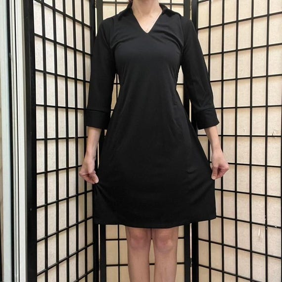 90s maternity dress Black V-Neck Collared with Back Ties Vintage Motherhood Sm 2000s maternity clothes