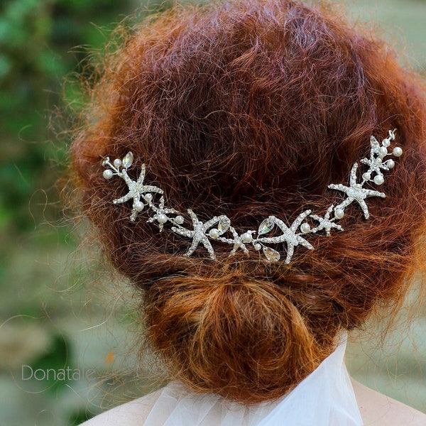 ZARA // Starfish Bridal hair vine wedding hair vine beach bridal hair piece mermaid wedding headpiece wedding hair accessory bridal hair