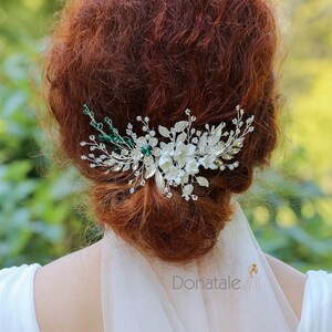 SIENNA // Emerald  bridal hair comb wedding hair comb wedding hair piece bridal headpiece wedding hair accessory Floral bridal hair clip