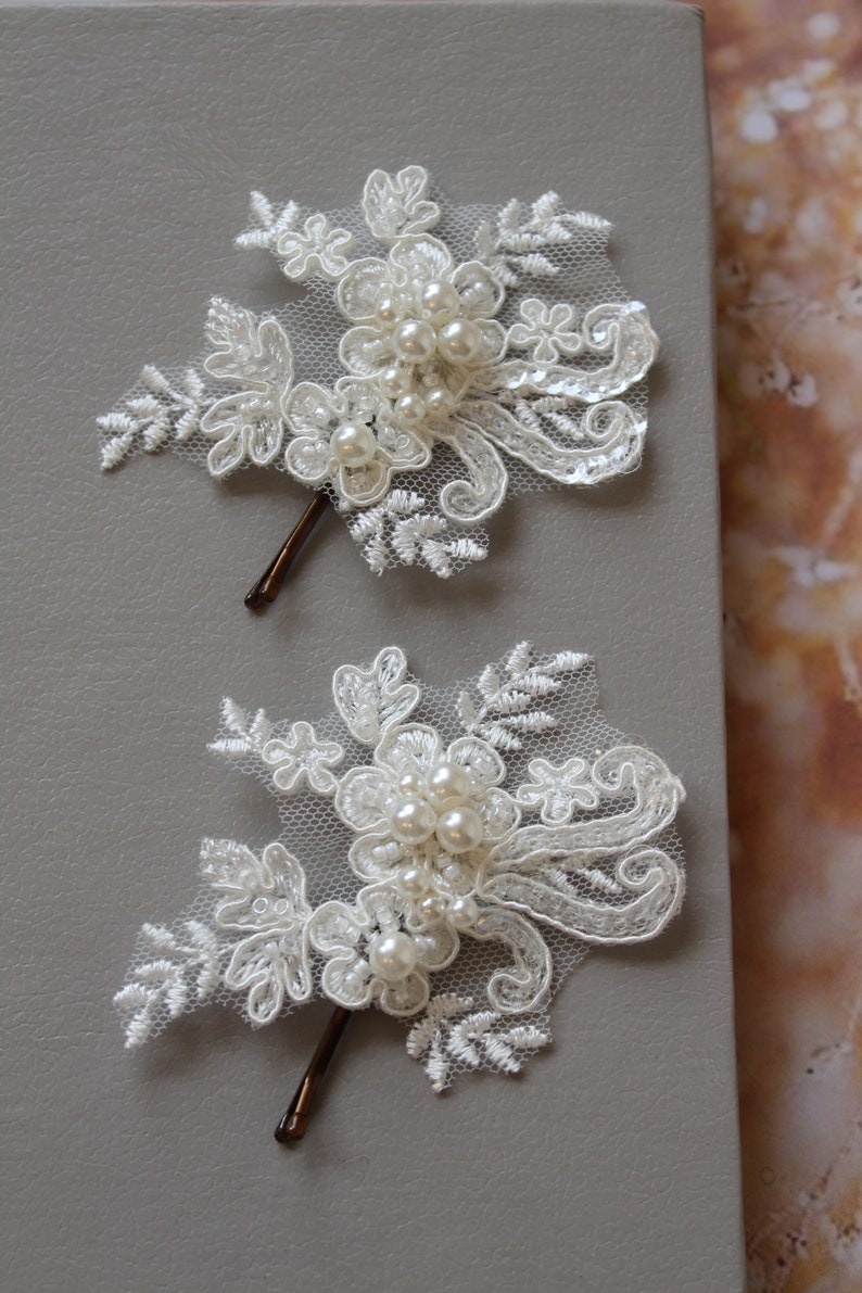 Ivory Lace Hair Pins Bridal Hair Pins Wedding Hair Etsy UK