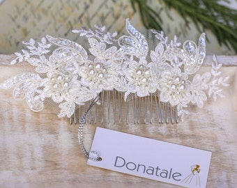 ERIN // Lace Bridal hair comb, Wedding hair comb, Bridal headpiece Lace Wedding hair accessories, Pearl Headpiece, Lace hair pin, Boho hair