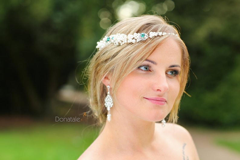 Bridal Hair comb VANESSA Bridal hair vine ON SALE Emerald Green Hair comb Bridal Headpiece Wedding Hair Accessory Pearl hair vine