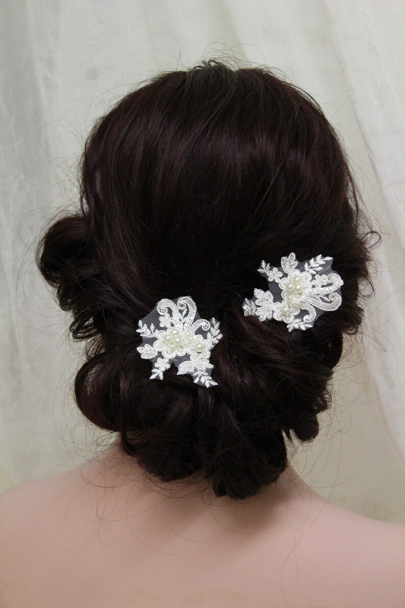 Ivory Lace hair pins Bridal hair pins Wedding hair Etsy
