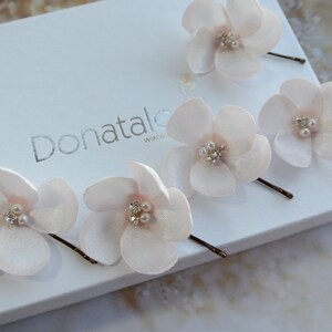 ADELE // Small Wedding Hair Flower Bridesmaid Hair flowers Bridal Hair pins Wedding Hair Accessory Ivory Champagne Pink Bridal Headpiece image 5