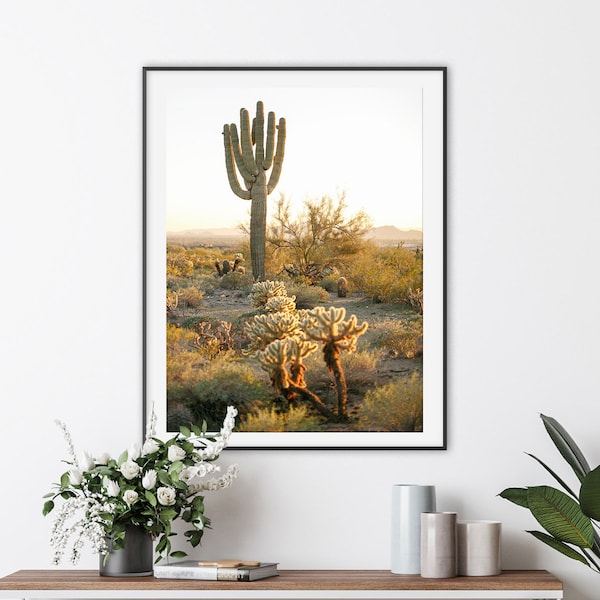 Saguaro at Sunset - Arizona Desert Art | Cactus Photography Posters & Photos | 20x30, 16x20, 11x14, 8x10