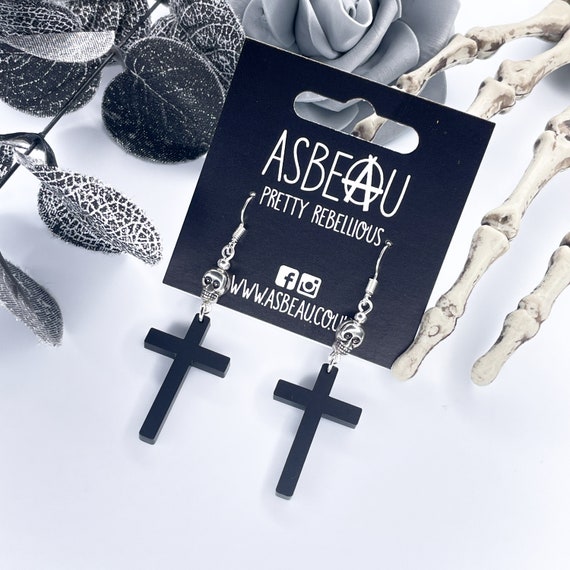 Gotische Stil Schadel Kreuz Ohrringe Regelmassige Haken Etsy