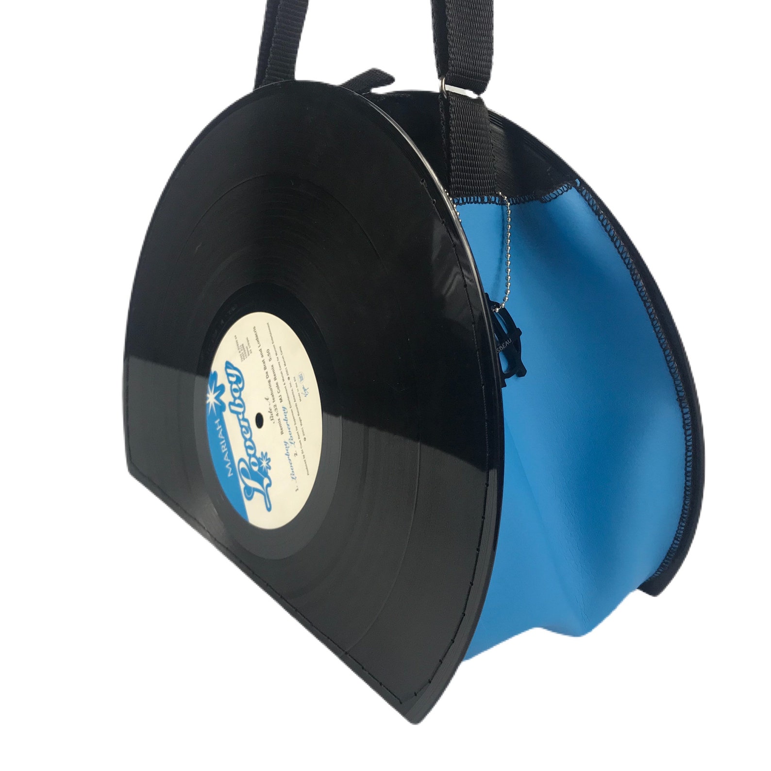 Handmade vinyl record handbag turquoise blue Etsy
