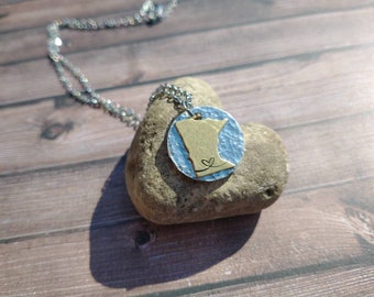 MN Minnesota Necklace - Two Tone - Great Gift