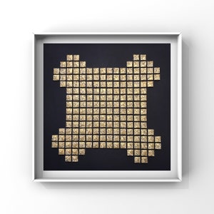 Celtic Knot - Framed Origami Box Wall Art - Fine Florentine Paper in Gold and Blue 3D