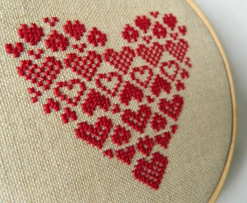 Scandinavian Heart Instant Download PDF Cross Stitch Pattern image 1