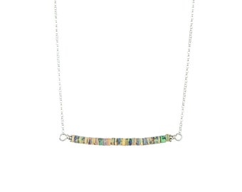 Lola - Opal Balance Bar Beaded Silver Necklace