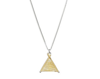 Tiny Woven Wishbone Silver & Gold Mixed Metal Necklace