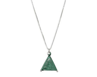 Tiny Woven Wishbone Teal Copper & Silver Necklace
