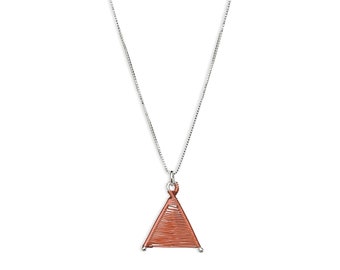 Tiny Woven Wishbone Brown Copper & Silver Necklace