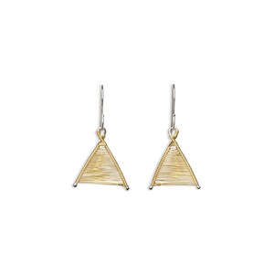 Tiny Woven Wishbone Silver & Gold Mixed Metal Earrings