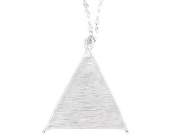 Hasina Long Woven Silver Wishbone Necklace with Disc Chain