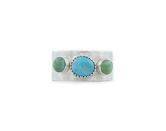 Dannie - Wedding Band Style 3 Stone Turquoise Ring