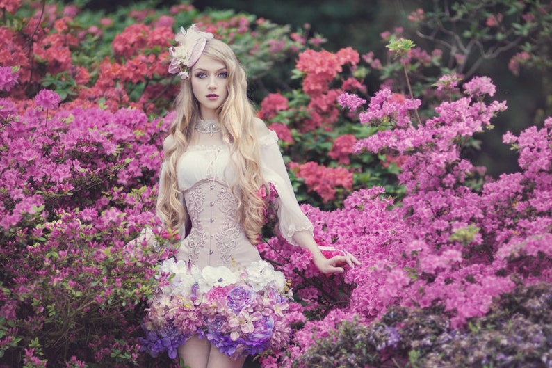 made of flowers mini pink /& purple fantasy spring romantic Floral skirt