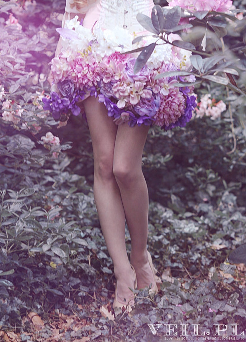 made of flowers mini pink /& purple fantasy spring romantic Floral skirt