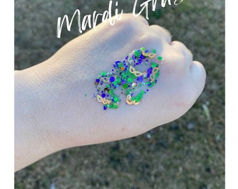 mardi gras face glitter gel