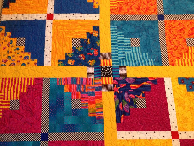 Razzle Dazzle Log Cabin Quilt Etsy