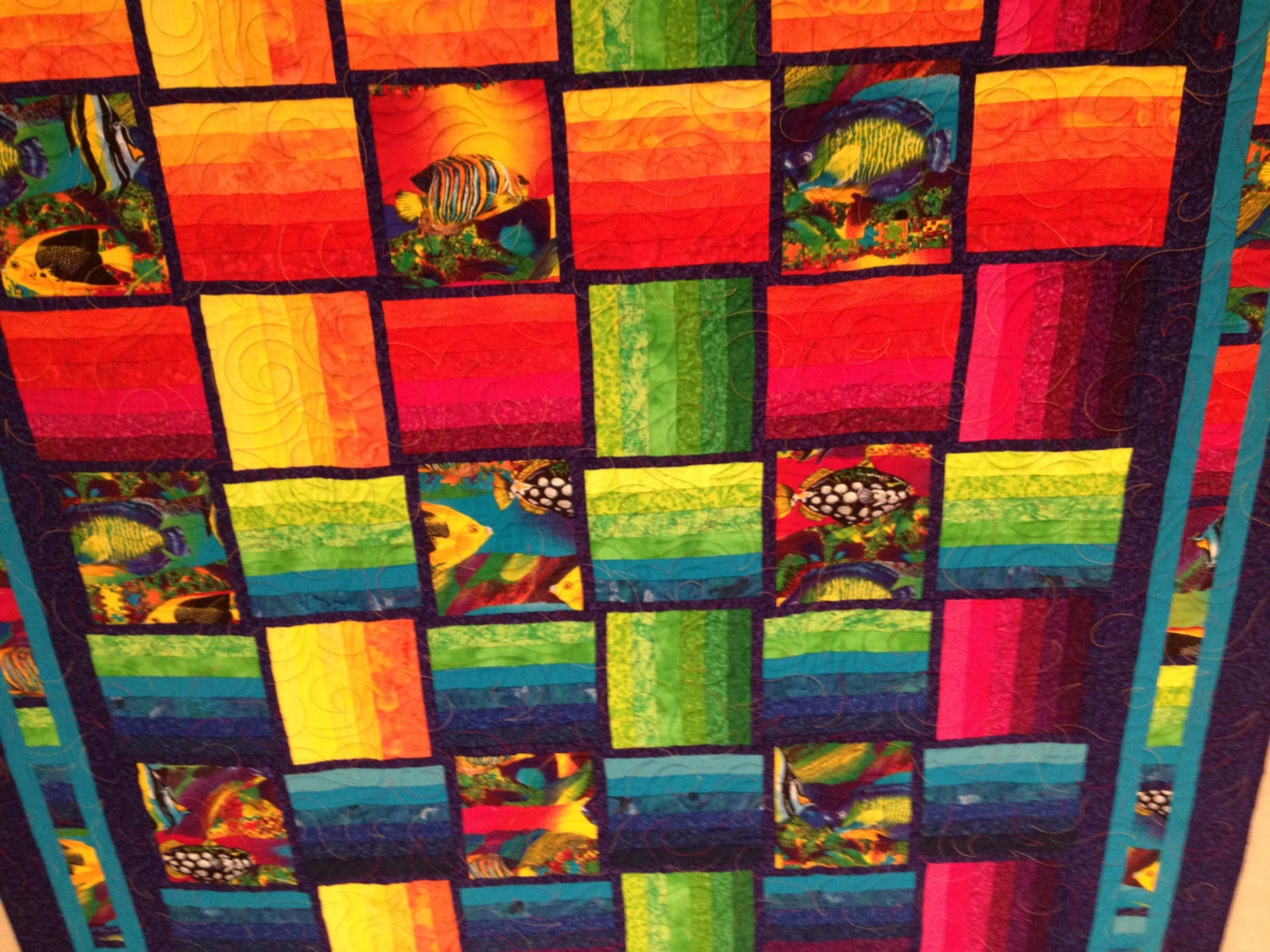 Woven Rainbow Aquarium Quilt Etsy