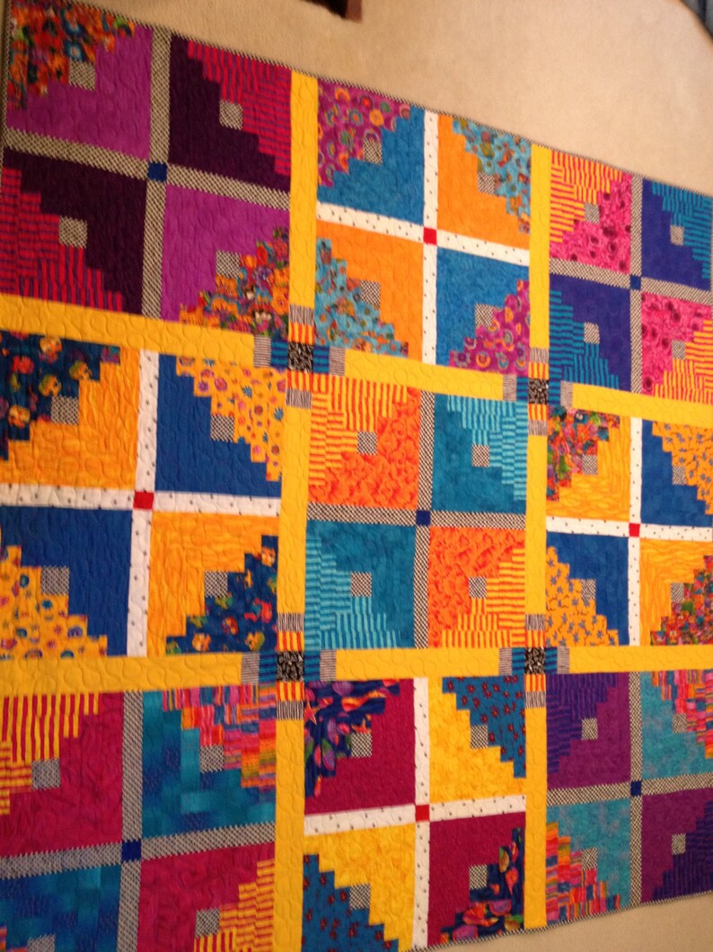 Razzle Dazzle Log Cabin Quilt Etsy