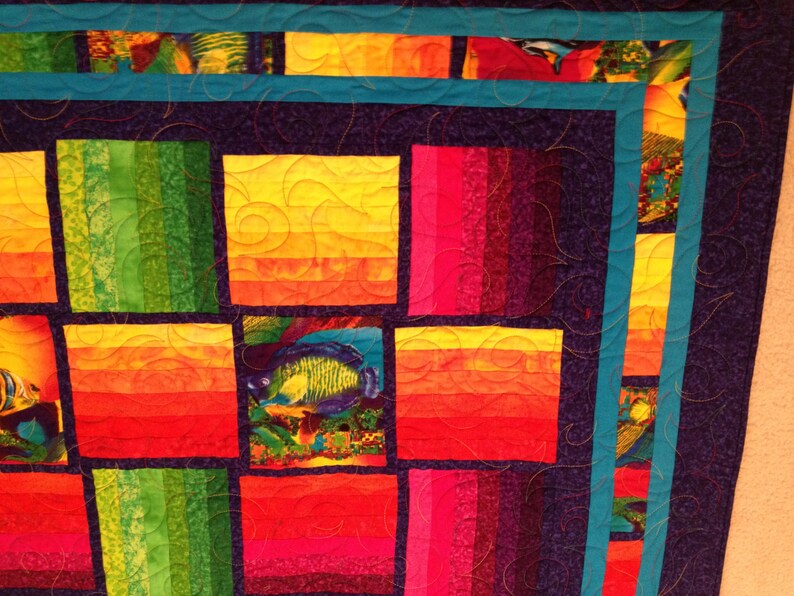 Woven Rainbow Aquarium Quilt Etsy