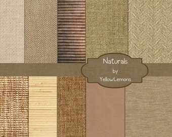 INSTANT DOWNLOAD- Linen, Burlap, natural fiber, Neutral colors background Digital Scrapbooking Paper Pack, 12"x12", 300 dpi .jpg