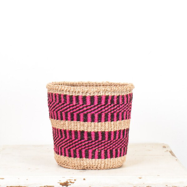 ALICE pink black sisal basket from Kenya