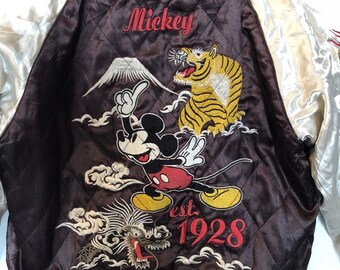 ジャケット・アウター Disney Mickey Reversible Vintage Sukajan Disney 'Mickey Mouse' Reversible Japan Souvenir Sukajan Velvet