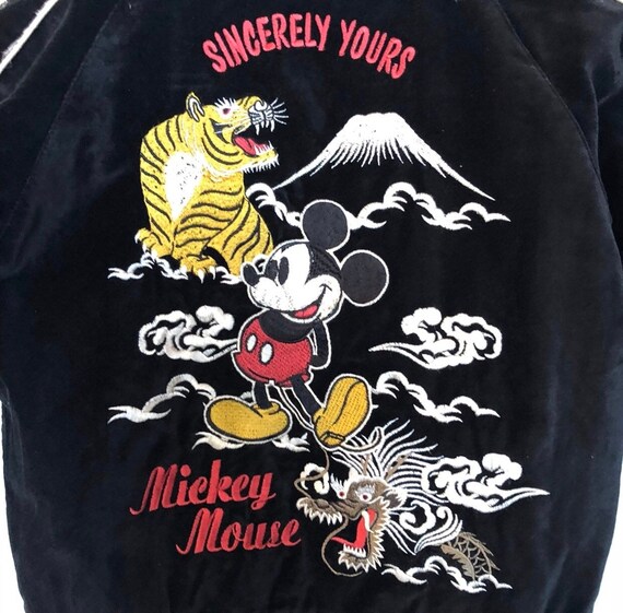 Vintage Sukajan Japan Mickey Mouse Minnie Mouse Embroidery