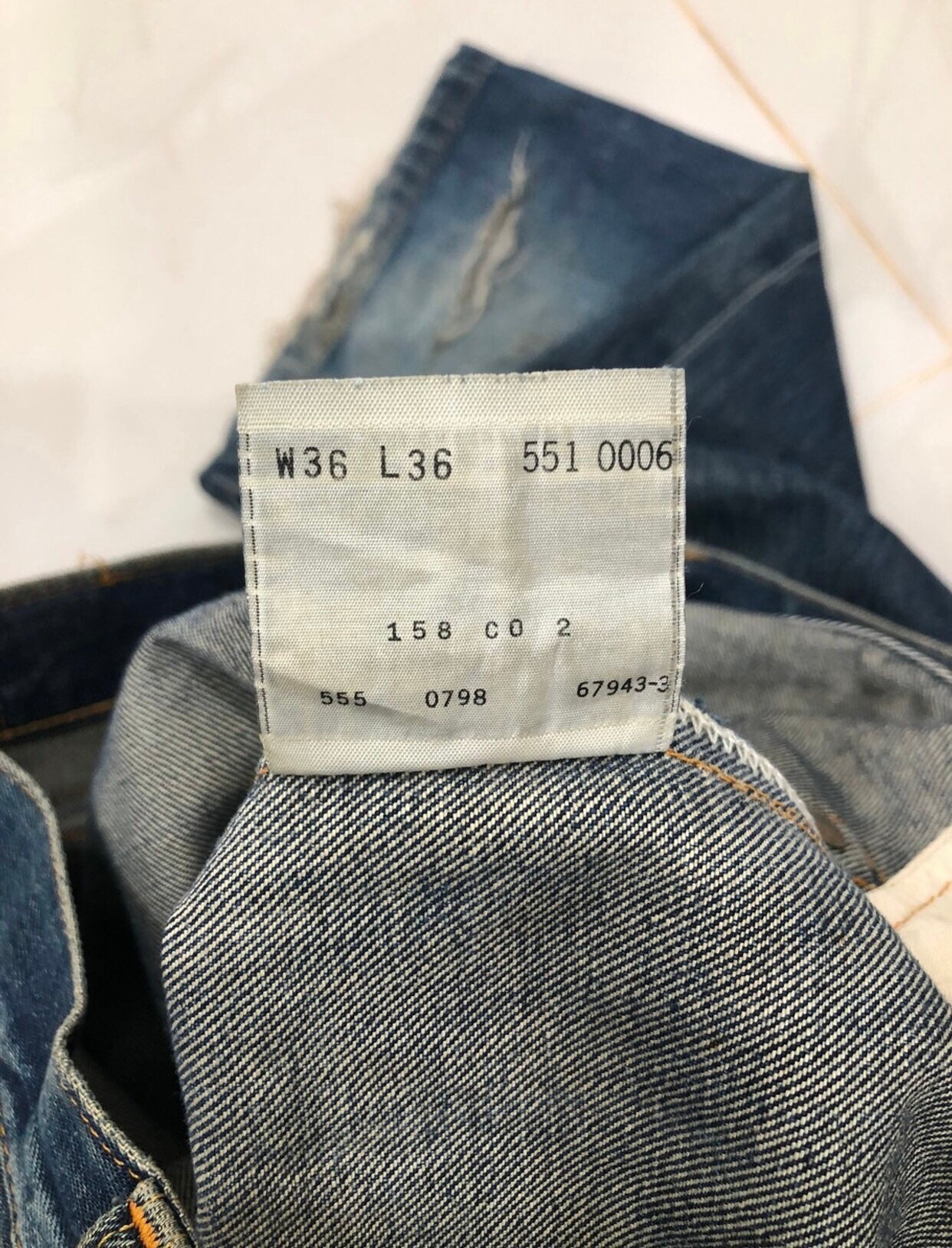 Vintage Levis Big E 551 Zxx Selvedge Distressed Denim Jeans Pants 