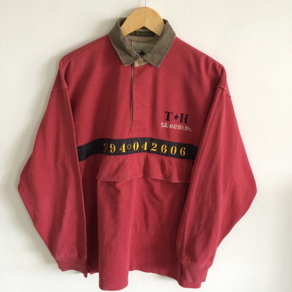 Tommy Hilfiger Surplus Sailing Gear Rugby Shirt Color Block Hip Hop Vintage Polo Rugby Shirt Rare