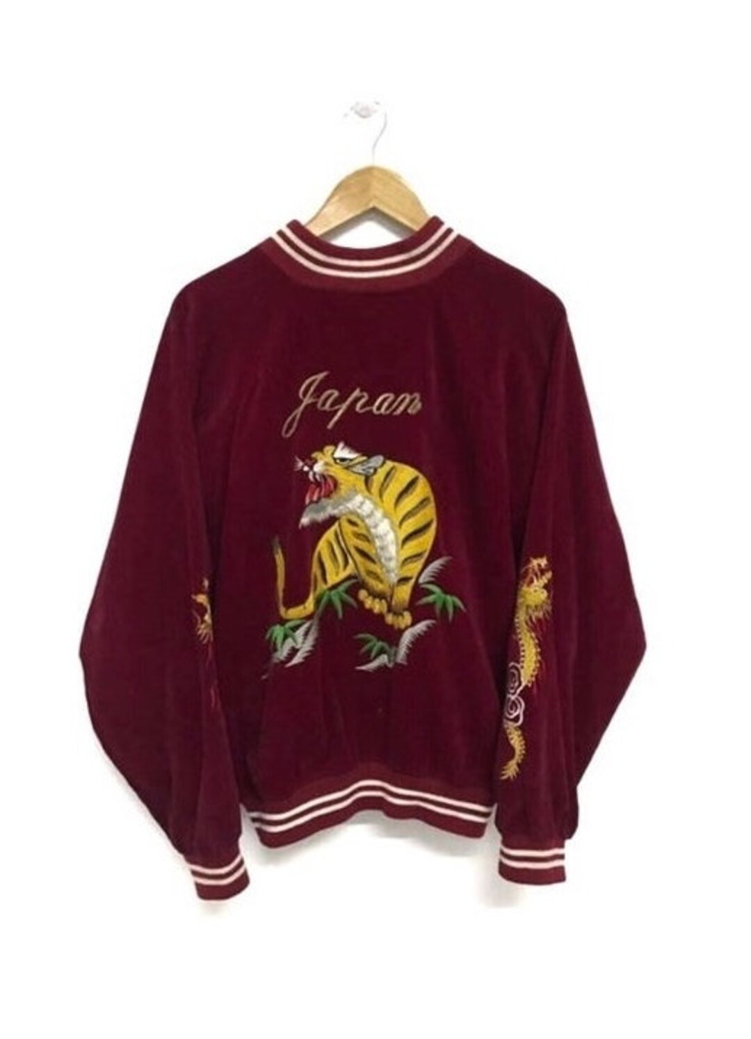 Veste Sukajan Vintage Réversible - Broderie Tigre/aigle - Taille 12 - Occasion Parfait état