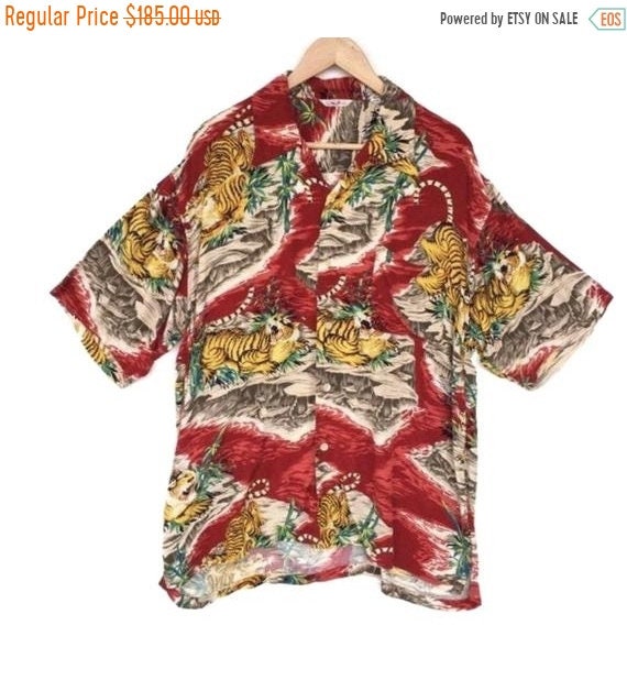 50% MEGA SALE Vintage Hawaiian Shirt Tiger Aloha R