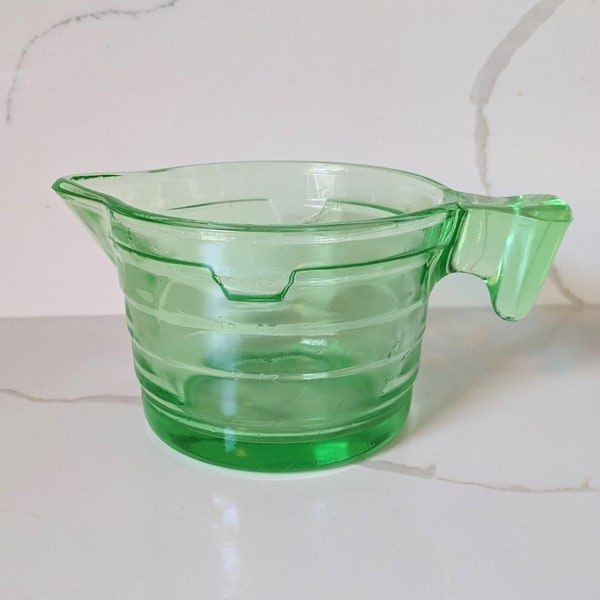 Vaseline Glass Measuring Cup / Vintage Measuring Cup / Vintage Vaseline Glass / Green Glassware / Depression Glass