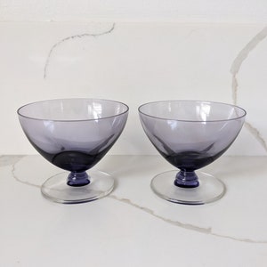 Purple Sherbet Glasses / Pair Of Vintage Purple Glasses / Purple Champagne Glasses