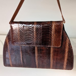 Vintage Snakeskin Purse / Vintage Brown Shoulder Bag / J. Renee 1980&#39;s Purse