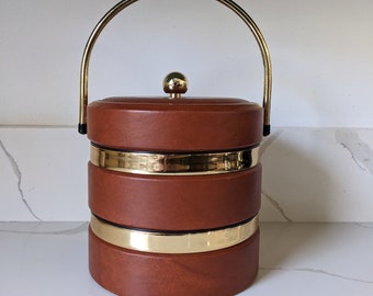 Shelton Ware Ice Bucket / MCM Ice Bucket / Vintage Barware / Gold Ice Bucket