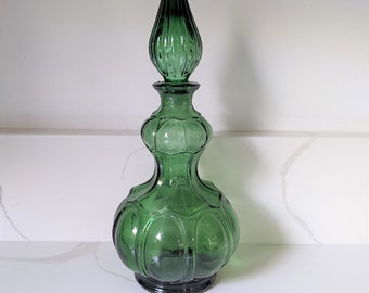 Empoli Decanter / Vintage Empoli / Green Glass Decanter / Green Glassware / Green Empoli